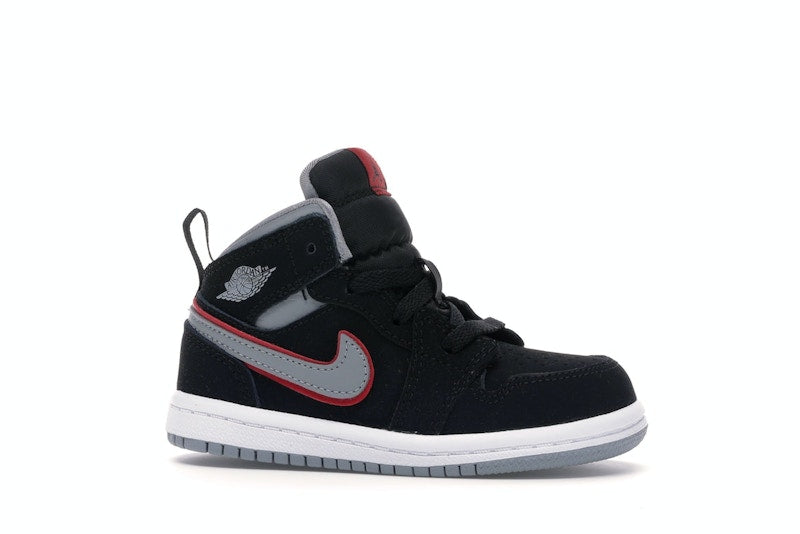 Jordan 1 Mid Black Particle Grey Gym Red (TD)