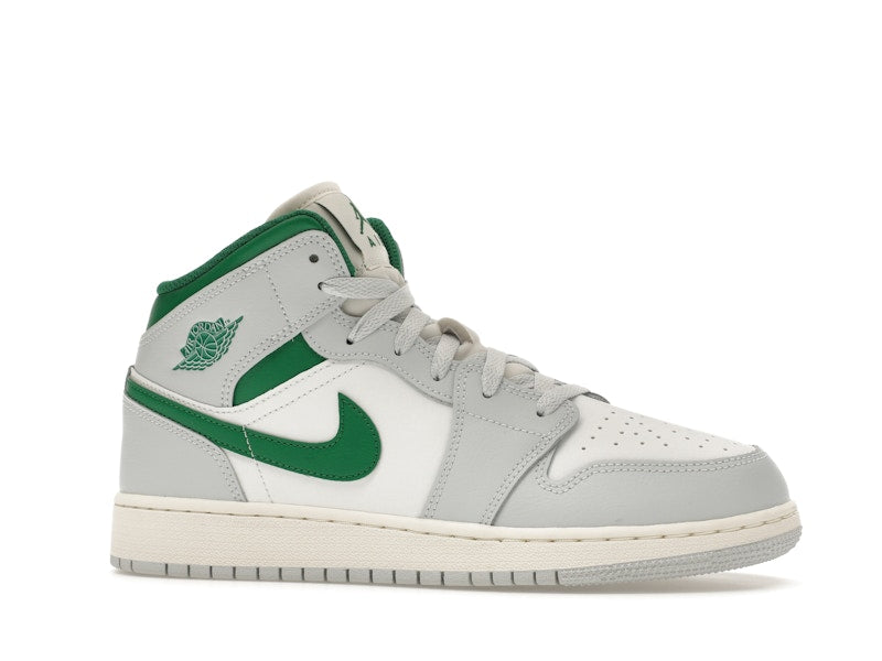 Jordan 1 Mid White Pure Platinum Pine Green (GS)