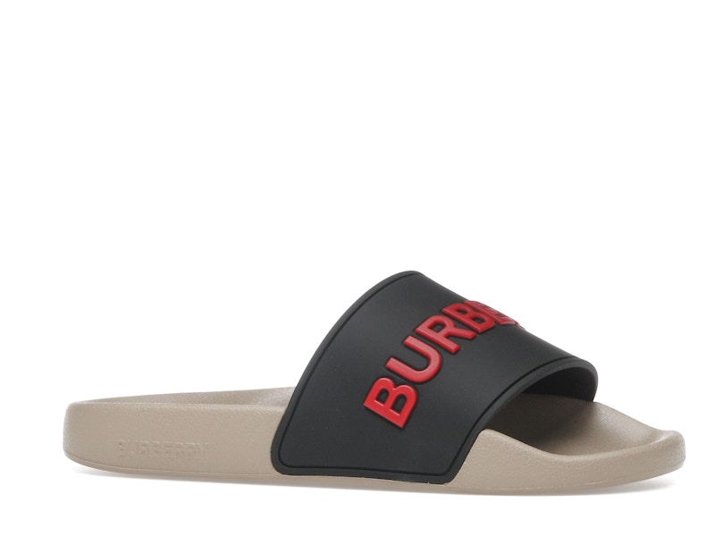 Burberry Embossed Logo Slide Black Red Tan (Women's)