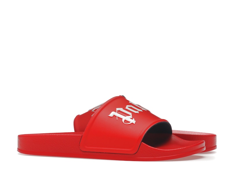 Palm Angels Pool Slides Red White