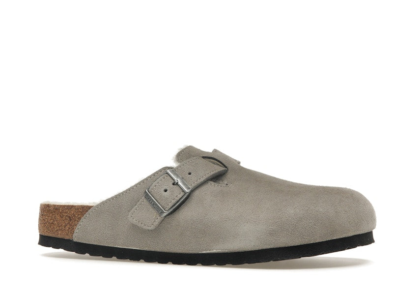 Birkenstock Boston Shearling Suede Stone Coin