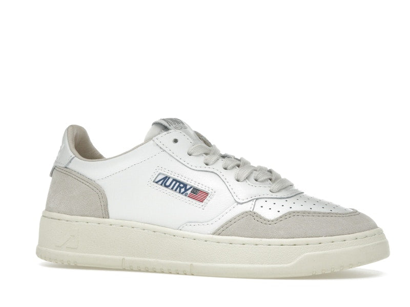 Autry Medalist Leather Low White Beige Suede (Women's)