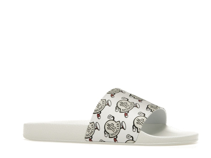 Moncler Basile Slide Logo Print White