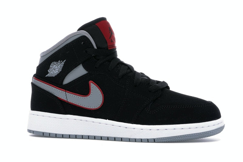 Jordan 1 Mid Black Particle Grey Gym Red (GS)