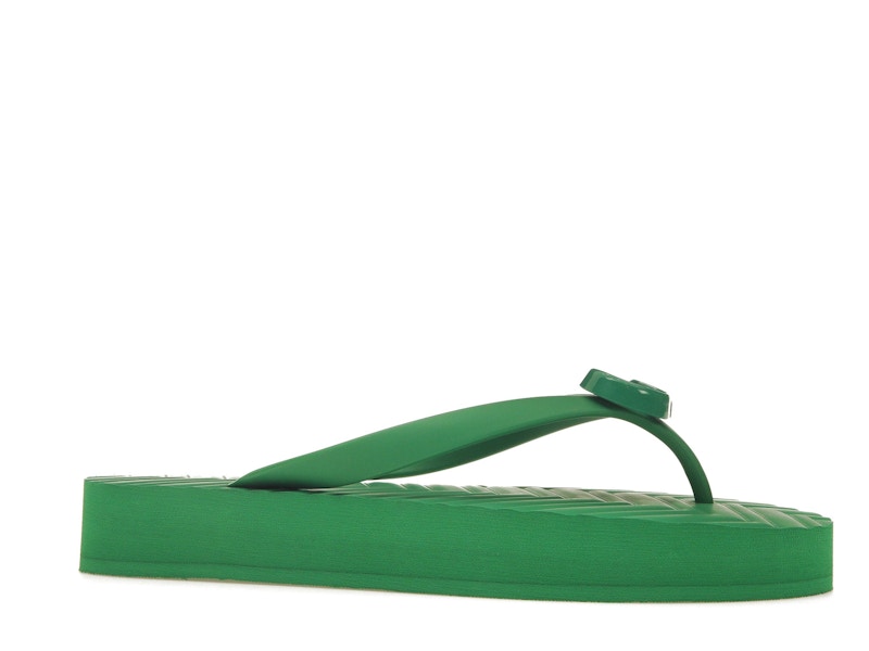 Gucci Chevron Thong Sandal Green Rubber
