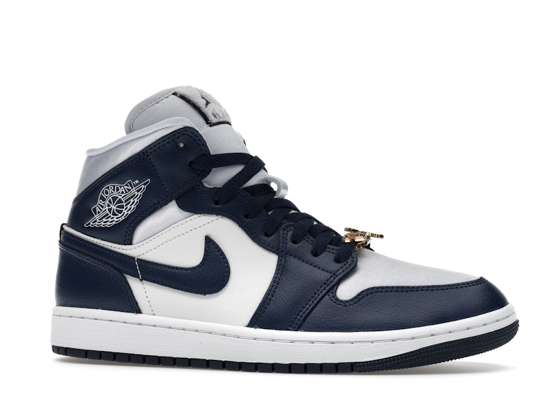 Jordan 1 Mid Football Grey White Midnight Navy (Women's)