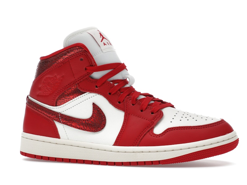 Jordan 1 Mid SE Red Cracked Leather (Women's)