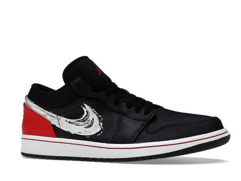 Jordan 1 Low Brushstroke Swoosh Black