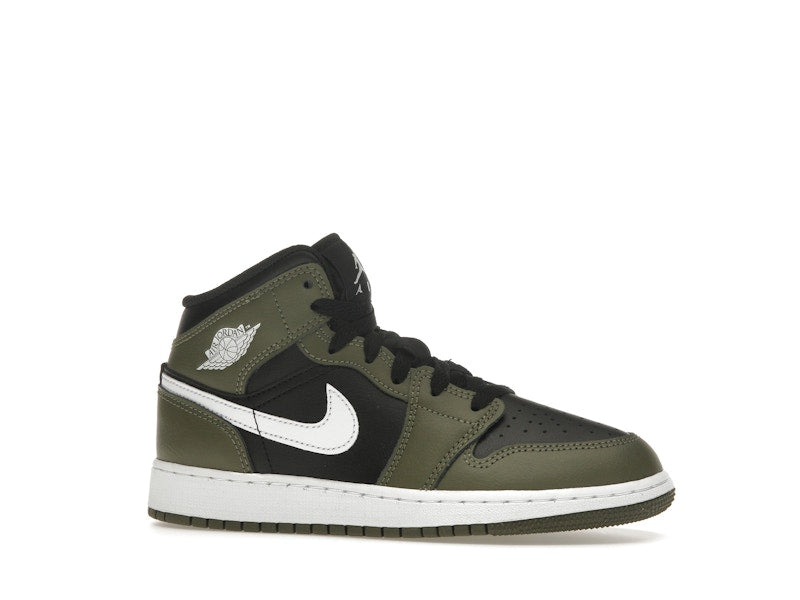 Jordan 1 Mid Black White Olive (GS)