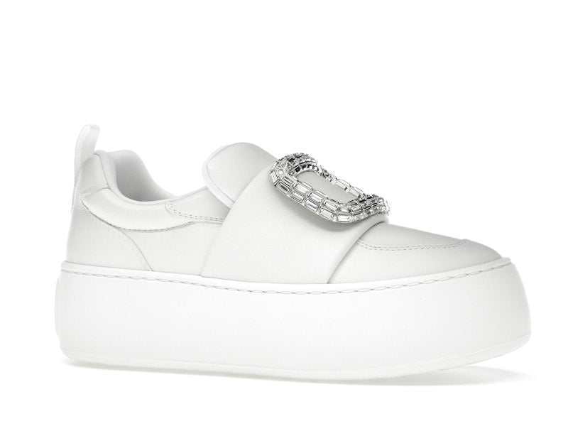 Roger Vivier Viv' Up White Crystal Buckle (Women's)
