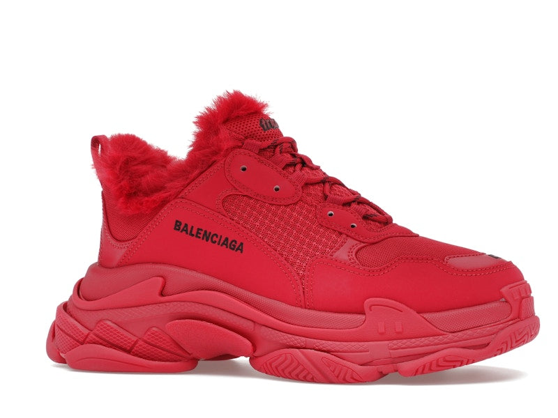 Balenciaga Triple S Faux Fur Burgundy