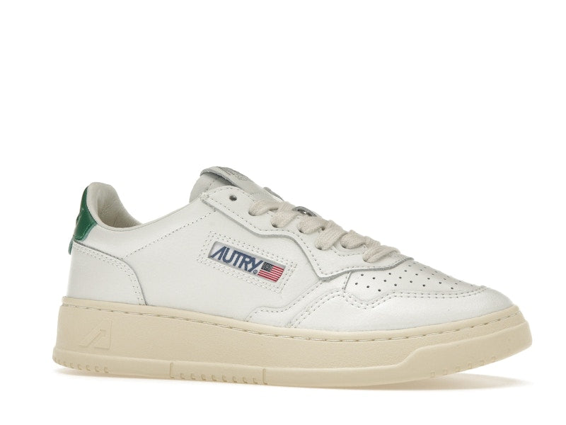 Autry Medalist Leather Low White Green (Women's)