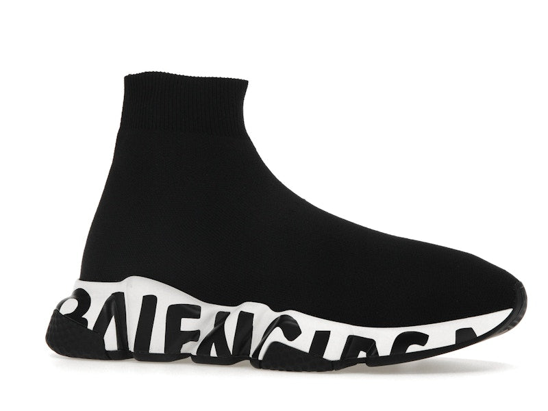 Balenciaga Speed Graffiti Trainers White Black Logo (Women's)