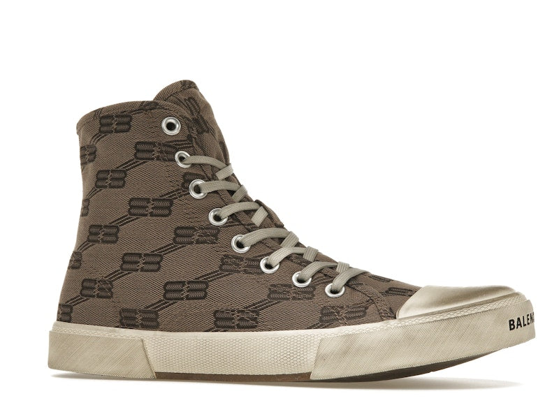 Balenciaga Paris High Top BB Monogram Dark Beige Brown