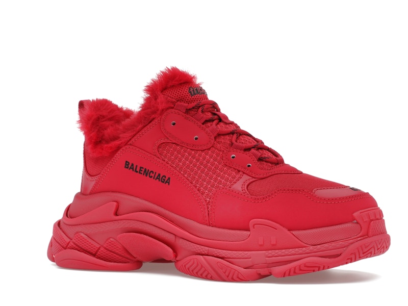 Balenciaga Triple S Faux Fur Burgundy