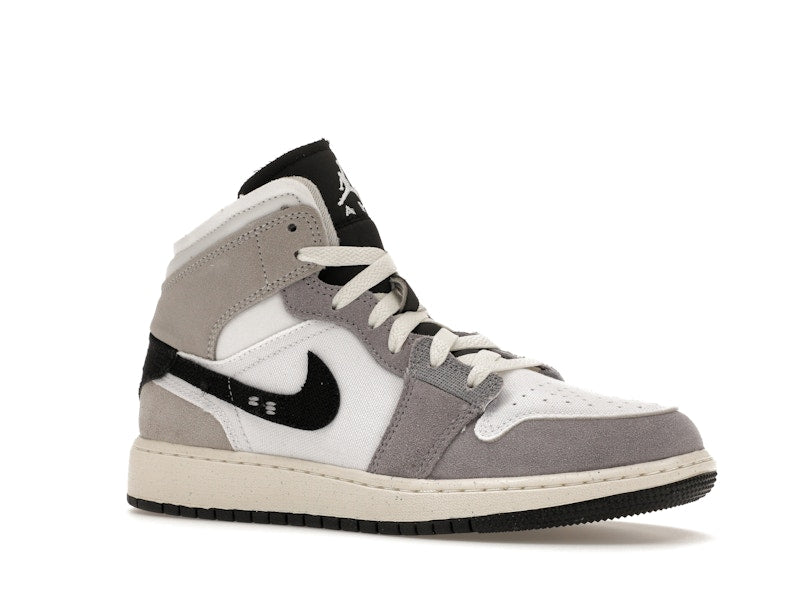 Jordan 1 Mid SE Craft White Cement Grey Black (GS)