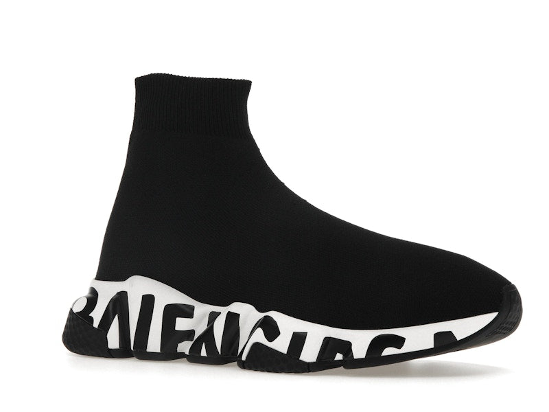 Balenciaga Speed Graffiti Trainers White Black Logo (Women's)