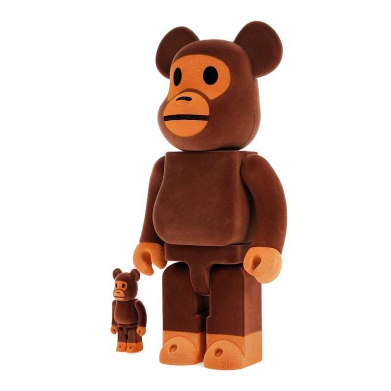 Bearbrick x Bape Baby Milo Flocky Ver. 100% & 400% Set