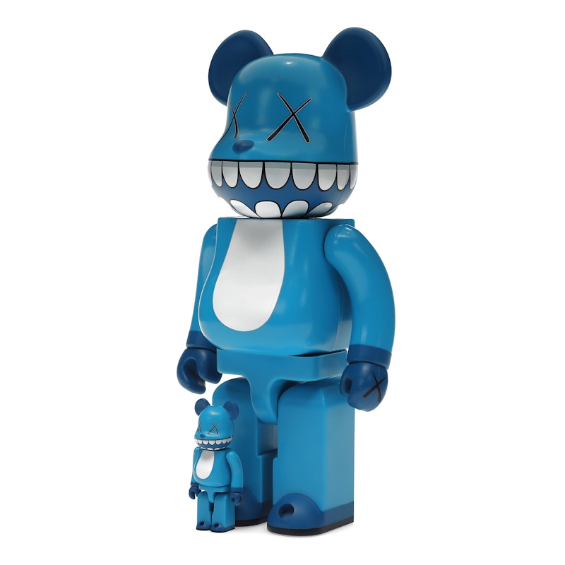 Bearbrick x a-nation KAWS Chompers 100% & 400% Set Blue