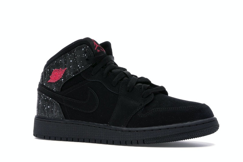 Jordan 1 Mid Black Rush Pink White Splatter (GS)