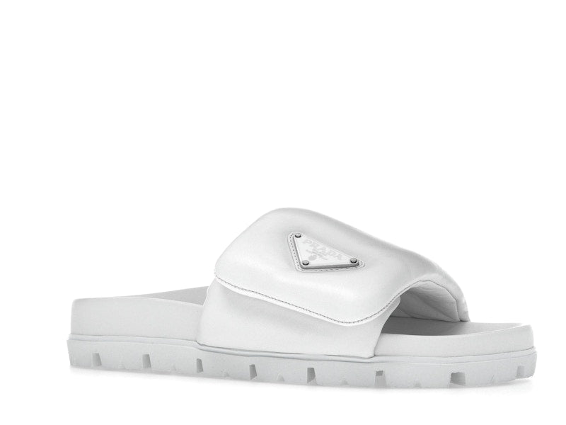 Prada Soft Padded 20mm Slide Sandal White Nappa Leather