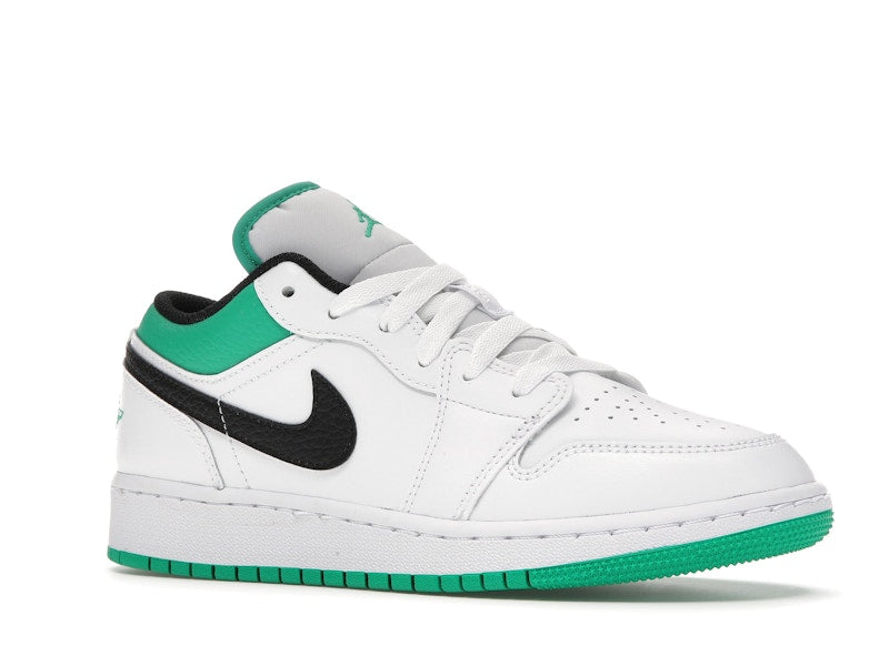 Jordan 1 Low White Lucky Green Tumbled Leather (GS)
