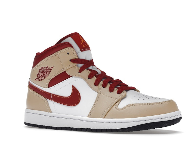 Jordan 1 Mid Light Curry Cardinal