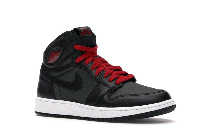Jordan 1 Retro High Black Satin Gym Red Black (GS)