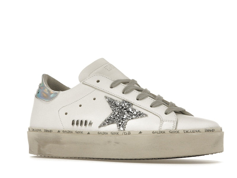 Golden Goose Hi Star White Glitter Star Mirror Heel (Women's)