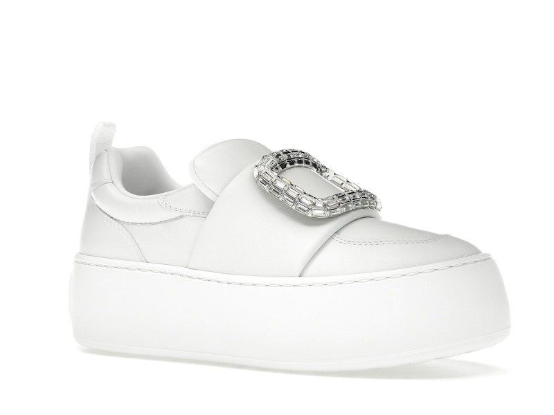 Roger Vivier Viv' Up White Crystal Buckle (Women's)