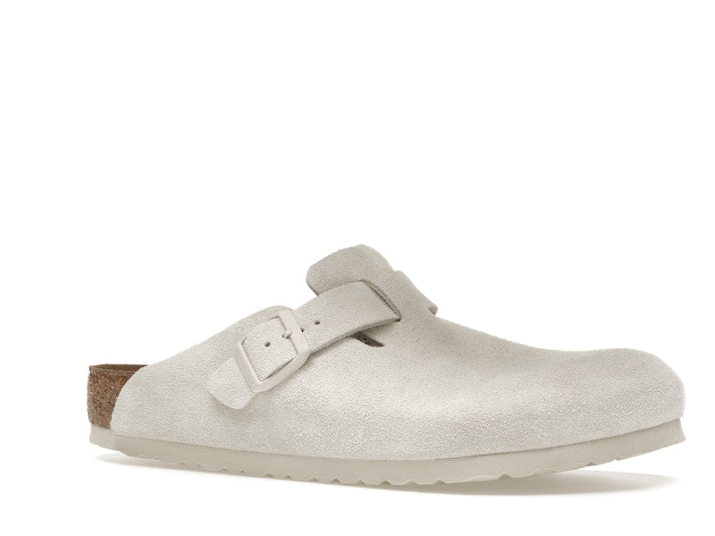 Birkenstock Boston Soft Footbed Suede Antique White