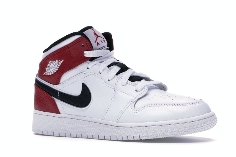 Jordan 1 Mid White Black Gym Red (GS)