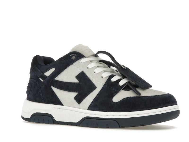 OFF-WHITE Out Of Office OOO Low Tops White Navy Blue Suede