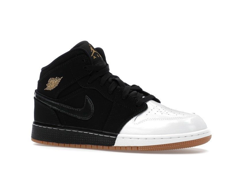 Jordan 1 Mid Black White Gold (GS)