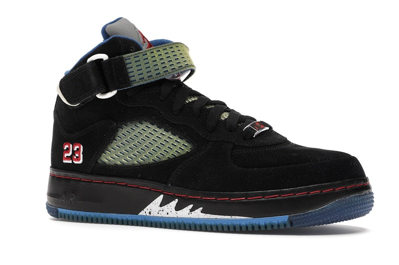 Jordan AJF 5 Black Blue Ribbon Varsity Red