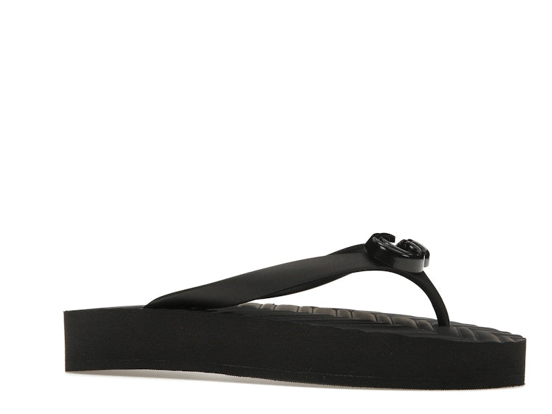 Gucci Chevron Thong Sandal Black Rubber