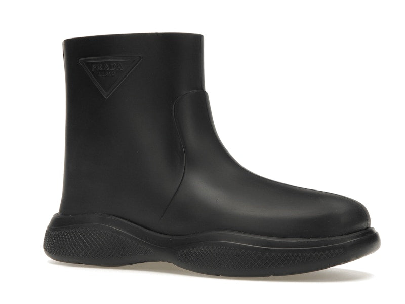 Prada Pull-On Rain Booties Black Rubber