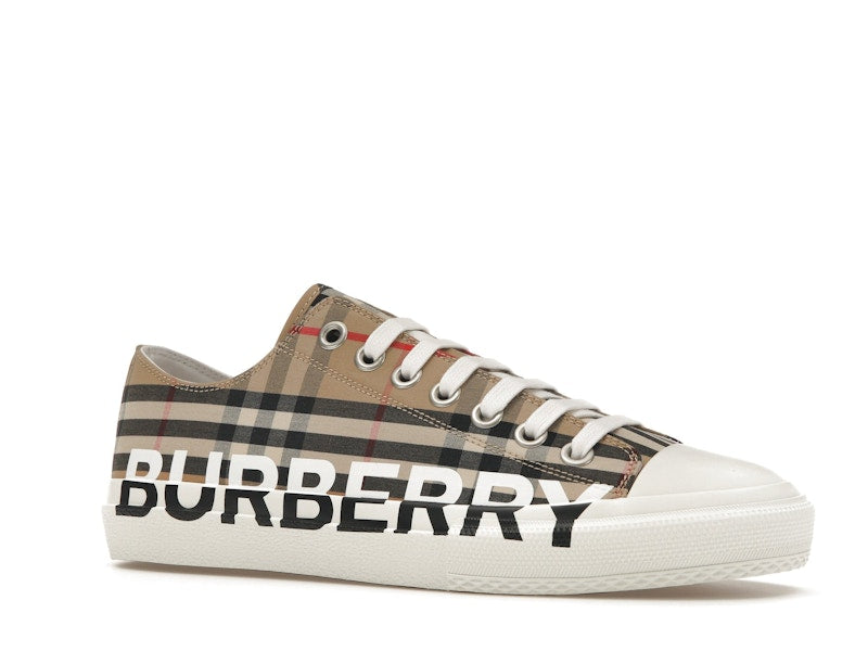 Burberry Logo Print Vintage Check Cotton Sneakers Archive Beige (Women's)