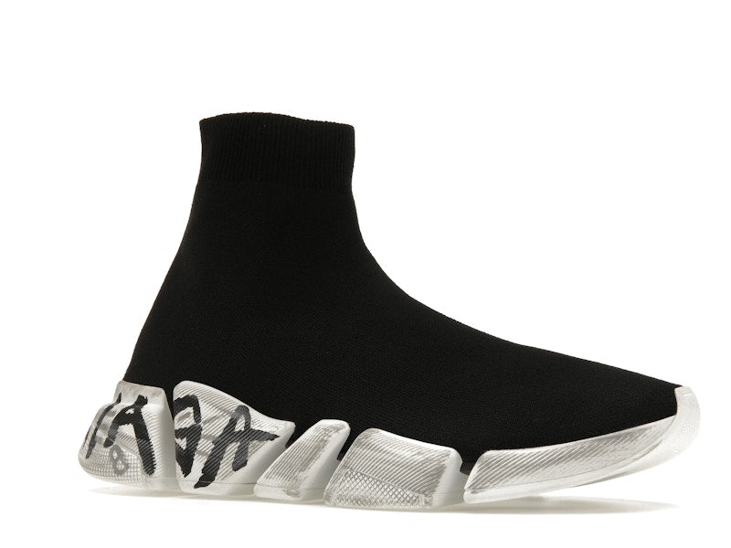 Balenciaga Speed 2.0 Graffiti Recycled Knit Black White