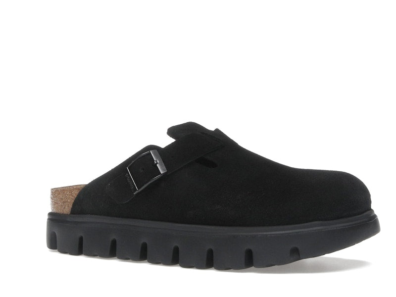 Birkenstock Boston Chunky Suede Black Black Sole (Narrow) (Women's)