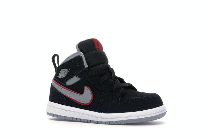Jordan 1 Mid Black Particle Grey Gym Red (TD)