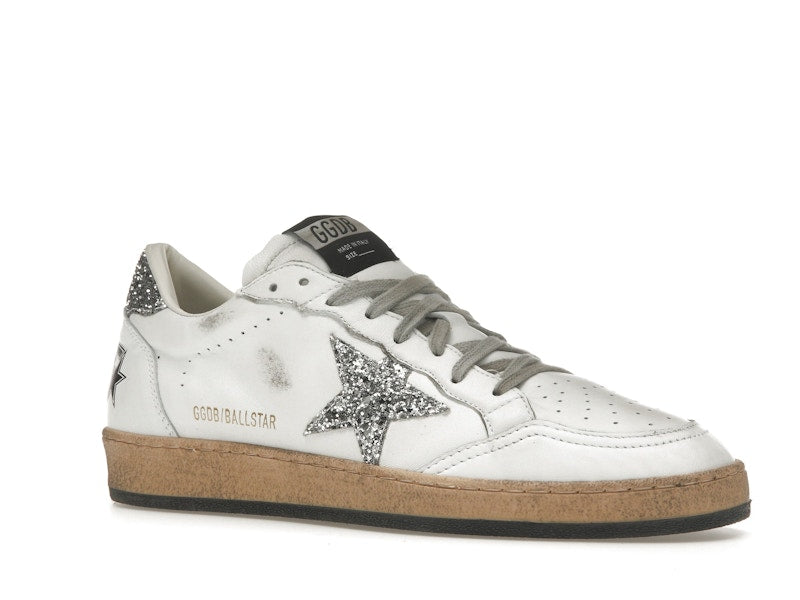 Golden Goose Ball Star White Silver Glitter (Women's)