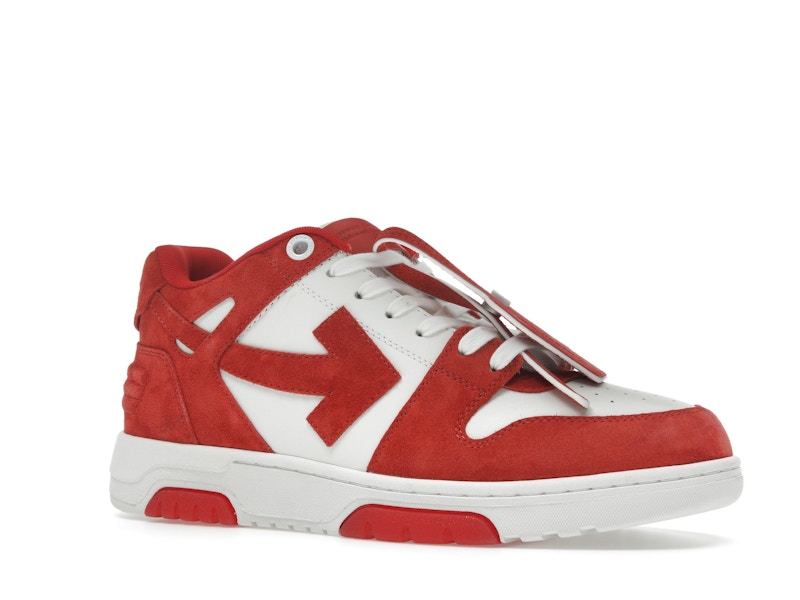 OFF-WHITE Out Of Office "OOO" Low Tops Brick Red White Suede