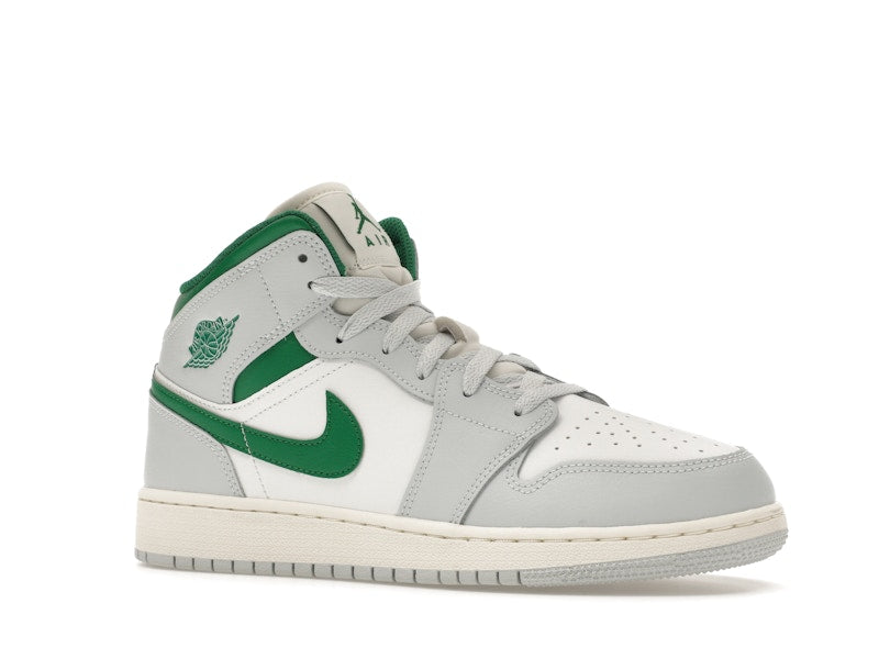 Jordan 1 Mid White Pure Platinum Pine Green (GS)