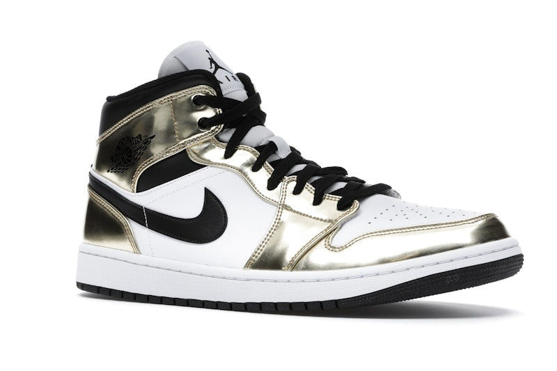 Jordan 1 Mid Metallic Gold Black White