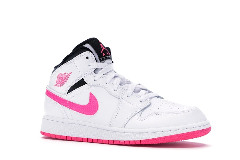 Jordan 1 Mid White Black Hyper Pink (GS)