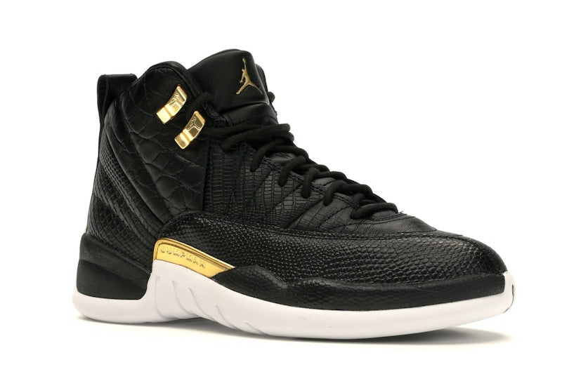 Jordan 12 Retro Black Metallic Gold White (Women's)