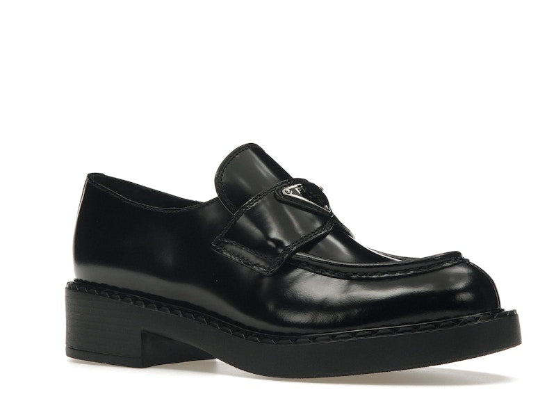 Prada Chocolate 50mm Loafer Black Brushed Leather
