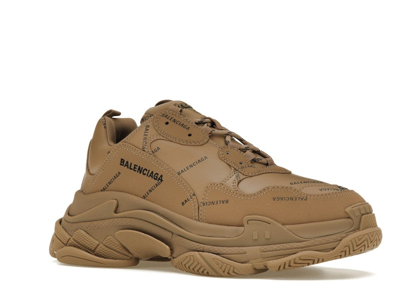 Balenciaga All Over Logo Triple S Beige