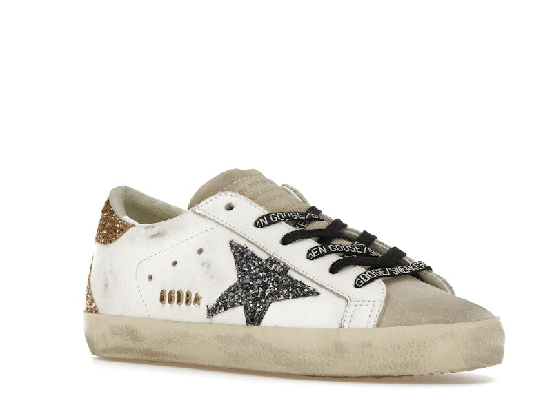 Golden Goose Super-Star White Silver Gold Glitter (Women's)
